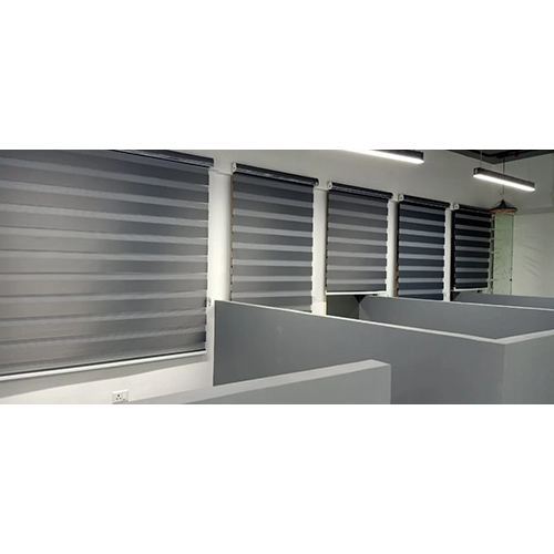 Office Zebra Blind - Polyester Material, Various Sizes | Sleek Gray Color, Vertical Pattern, Modern Design for Home and Office Use