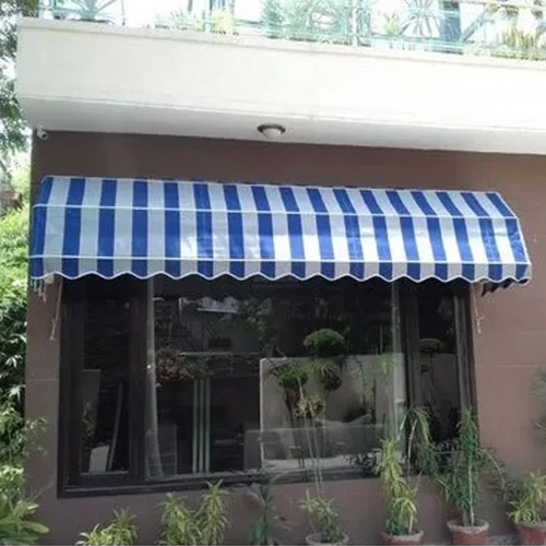 Outdoor Dome Window Awning - Color: White And Blue