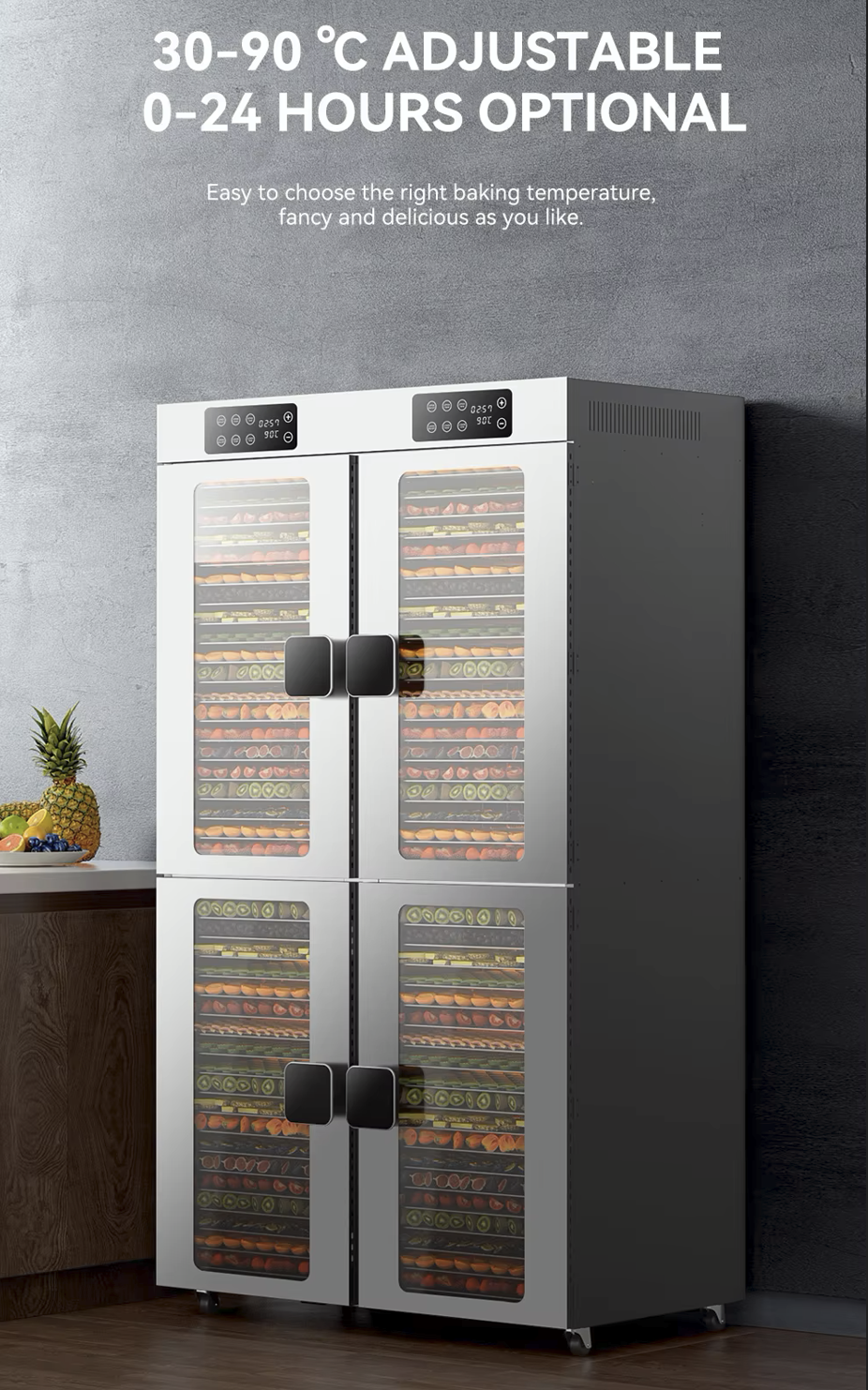 304SS 80 Trays Commercial Cook Food Vegetable Drying Dehydrator Machine