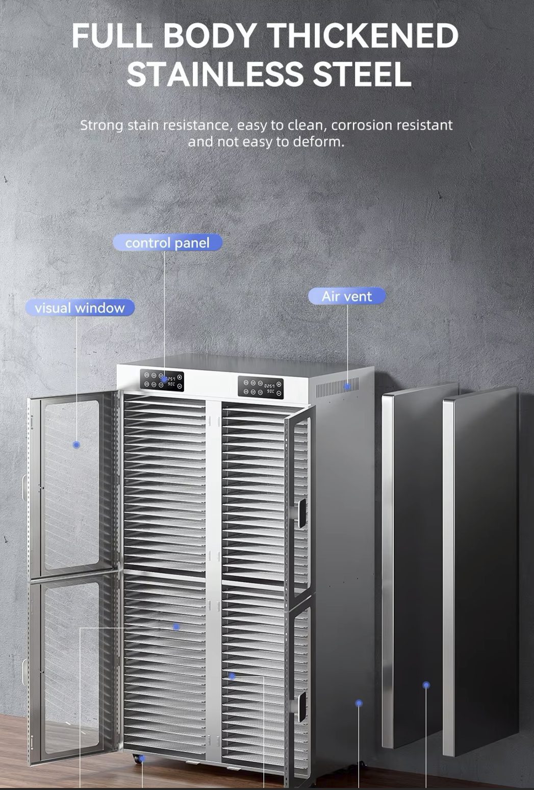 304SS 80 Trays Commercial Cook Food Vegetable Drying Dehydrator Machine