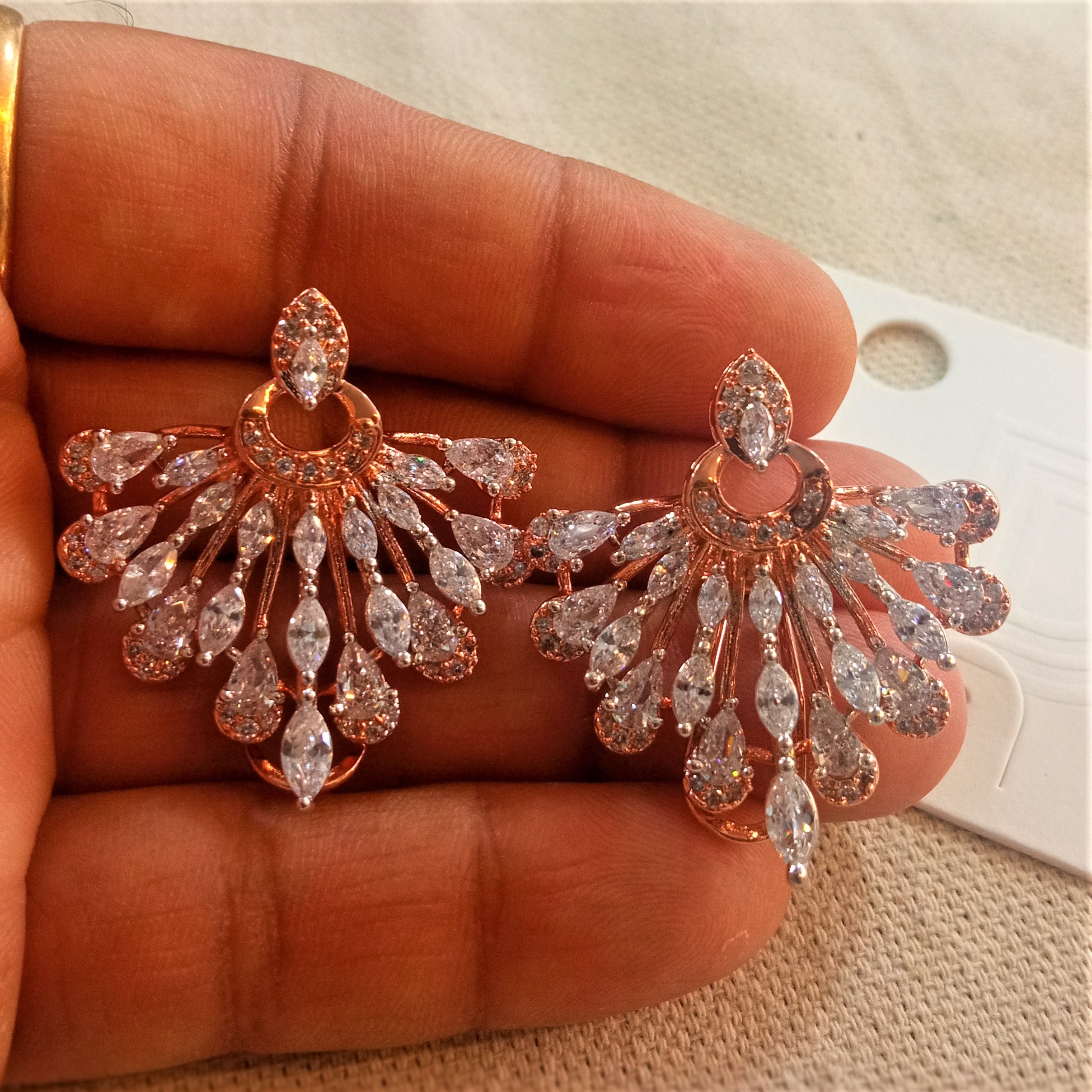 American Diamond Earrings - Princess Cut Synthetic Diamonds, Fancy Color Enhancements | Excellent Cut, Sparkles From Every Angle, Versatile Glamour