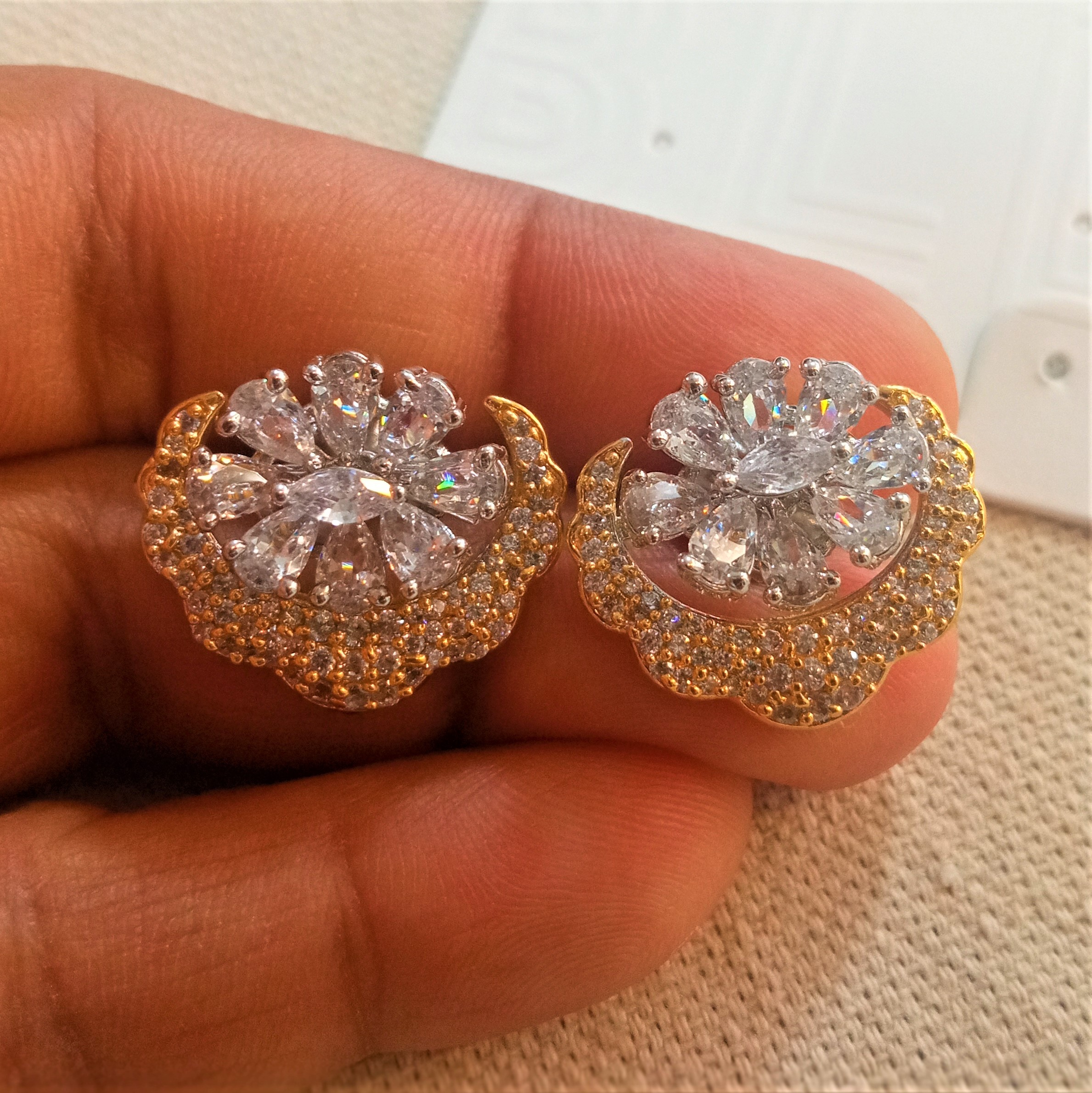 American Diamond Earrings - Princess Cut Synthetic Diamonds, Fancy Color Enhancements | Excellent Cut, Sparkles From Every Angle, Versatile Glamour