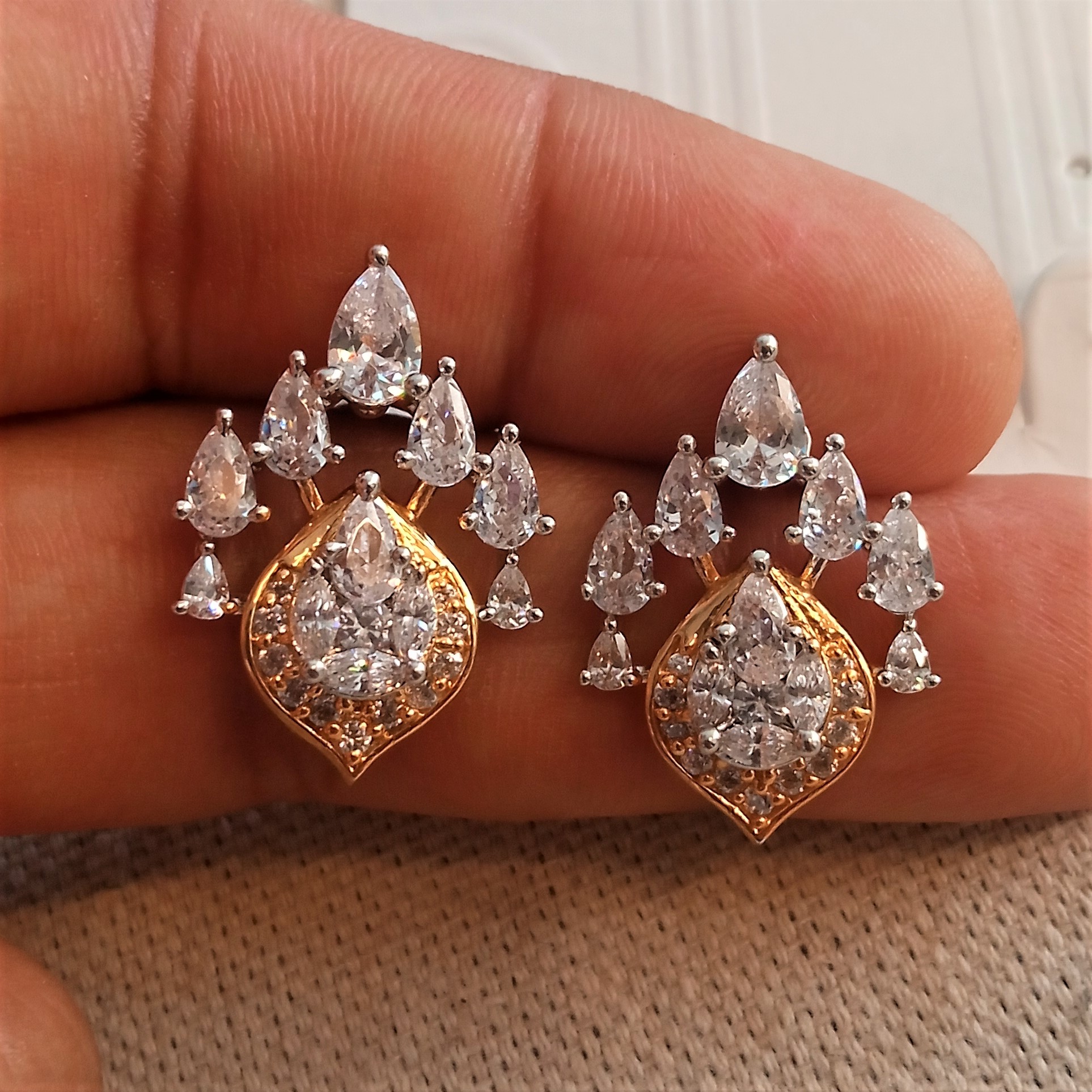 American Diamond Earrings - Princess Cut Synthetic Diamonds, Fancy Color Enhancements | Excellent Cut, Sparkles From Every Angle, Versatile Glamour