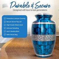 Royal Blue Aluminium Adult Cremation Urn for Male & Female Ashes