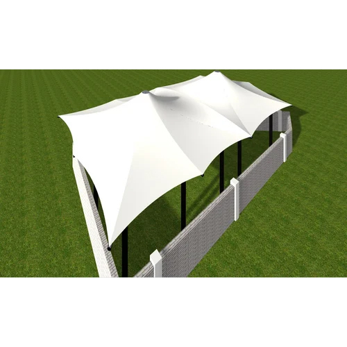 Conical Tensile Structure - Durable Tensile Fabric, White Color, Sleek Plain Style | Ideal for Car Parking Applications, Easy Installation, Minimal Maintenance