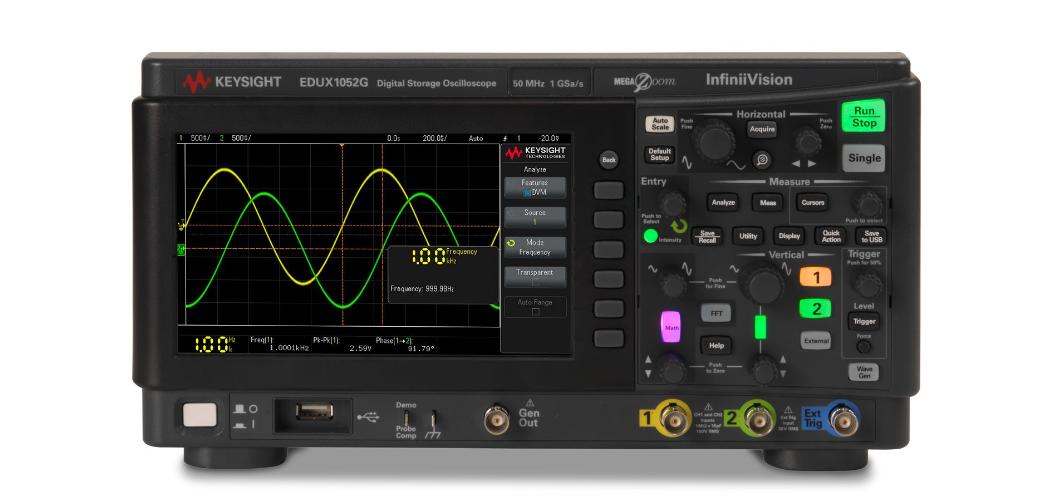 Edux1052G Keysight Oscilloscope: 50 Mhz, 2 Analog Channels, With A Built-In Waveform Generator - Height: 166 Millimeter (Mm)