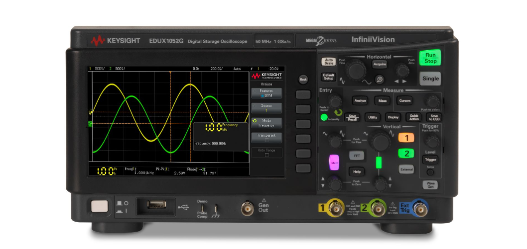 Edux1052g Keysight Oscilloscope: 50 Mhz, 2 Analog Channels, With A Built-in Waveform Generator - Height: 166 Millimeter (mm)