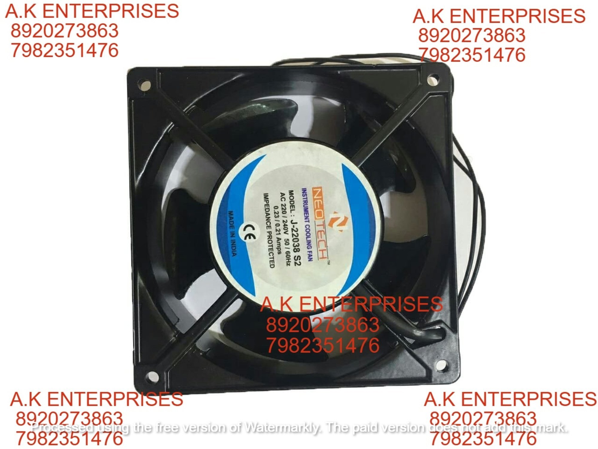 NEO TECH FAN INDUSTRIAL Instrument Cooling Fan Model J-22038 S2 220 Volt,0.23 Amp