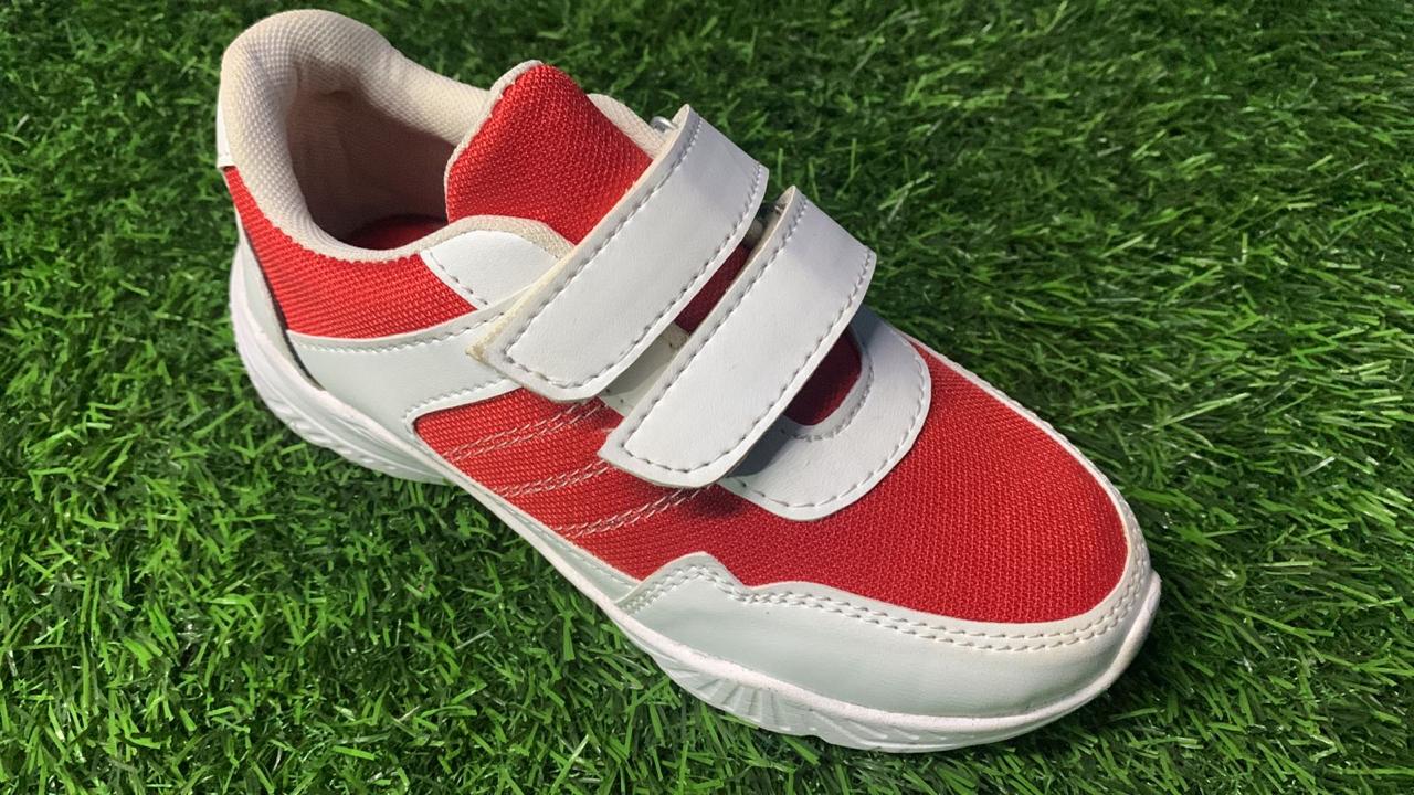 School Red And White Shoes 