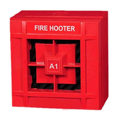 Fire Hooter - Durable Plastic, Compact Size, Red Color | 50 Hz Loud Alarm with Battery Backup for Fire Safety