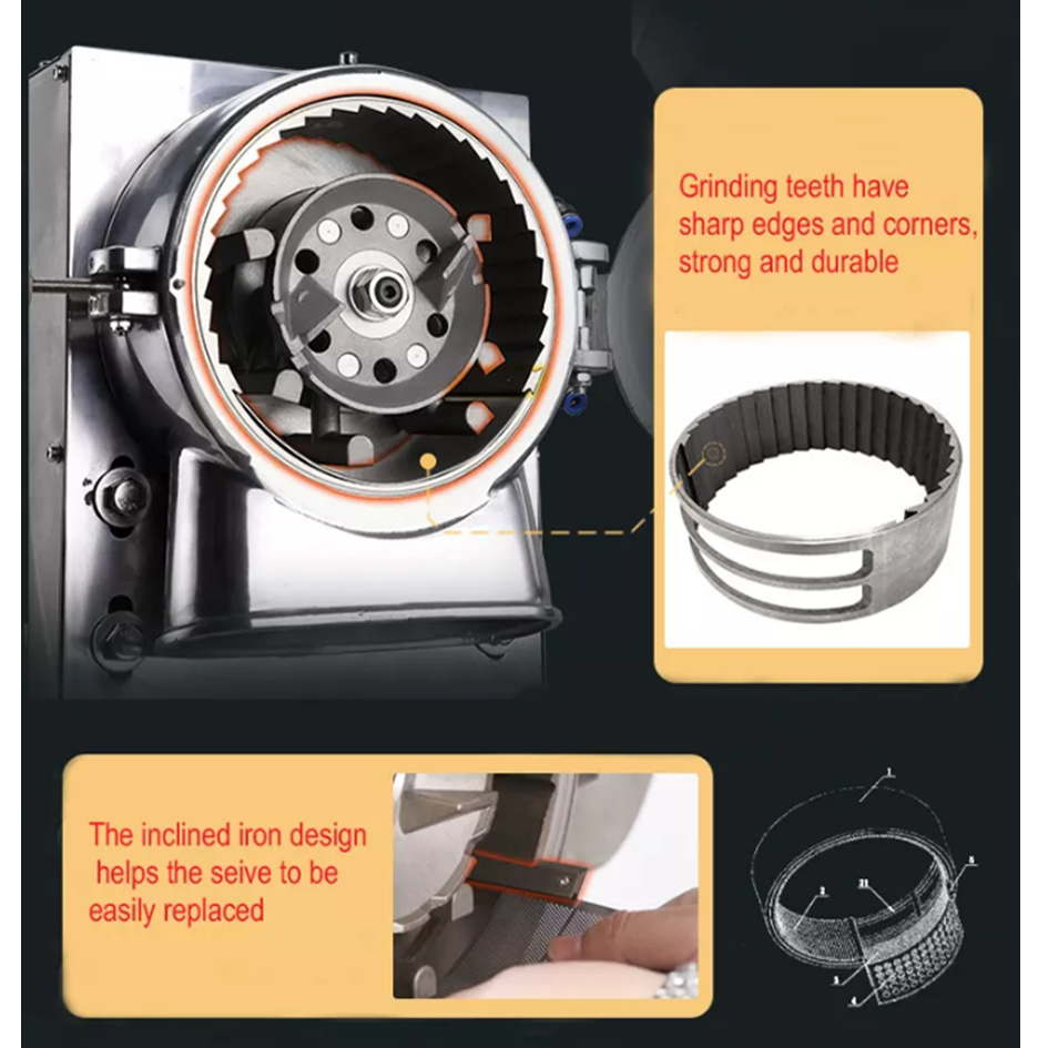 5HP SS304 Water Cool Dried Fruits Vegetables Powder Making Machine