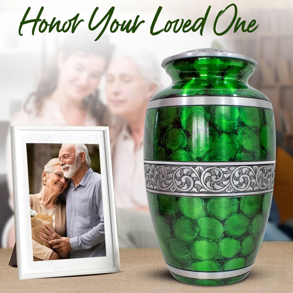Green Adult Aluminium Memorial Urn for Funeral Ashes