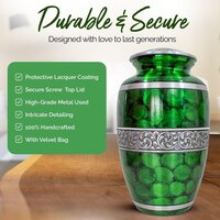 Green Adult Aluminium Memorial Urn for Funeral Ashes