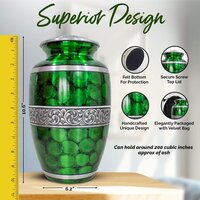 Green Adult Aluminium Memorial Urn for Funeral Ashes