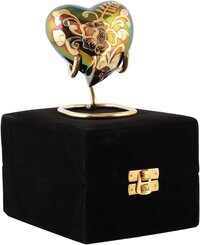Hand Engraved Brass Heart Keepsake Cremation Urn Small Urn Funeral Urns Supplies - Color: Golden