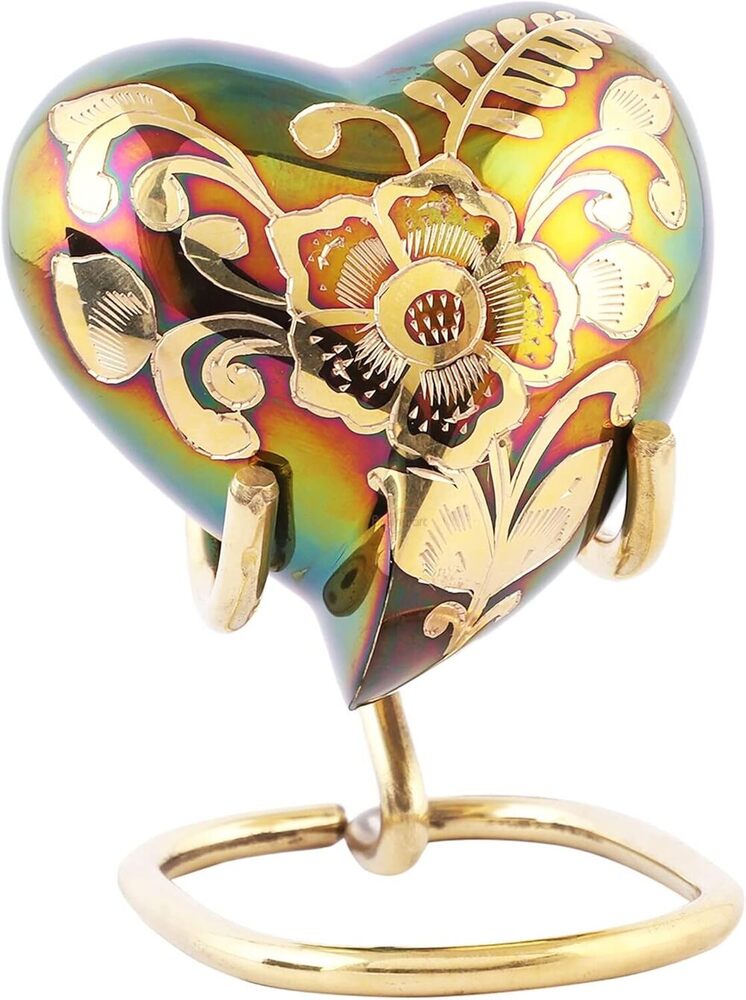 Hand Engraved Brass Heart Keepsake Cremation Urn Small Urn Funeral Urns Supplies