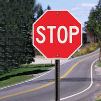 Safety Road Sign Board - Acp Material, 4 Mm Thickness, Red And White Color | Waterproof, Highly Visible, Durable For Road Safety