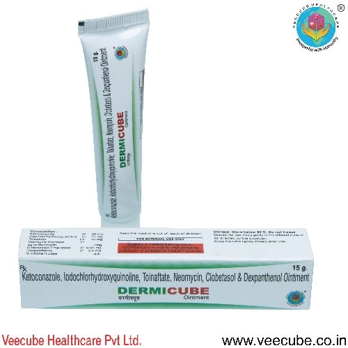 Ketoconazole IP 20 mg  Iodochlorhydroxyquinoline IP 10 mg  Tolnaflate BP 10 mg  Clobetasole Propionate IP 1 mg  Dexpenthanol IP  0.5 mg, In Ointment base