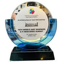Round Crystal Trophies - High-quality Crystal, 5-10 Inches, Various Colors, Customized Logo, Printed Style | Ideal For Corporate Events & Awards