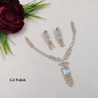 Party Wear AD Necklace With GlassStone