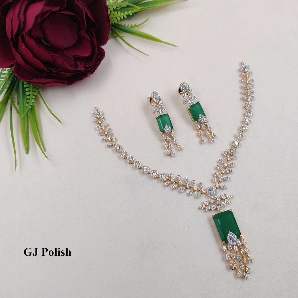 Party Wear AD Necklace With GlassStone