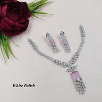 Party Wear AD Necklace With GlassStone