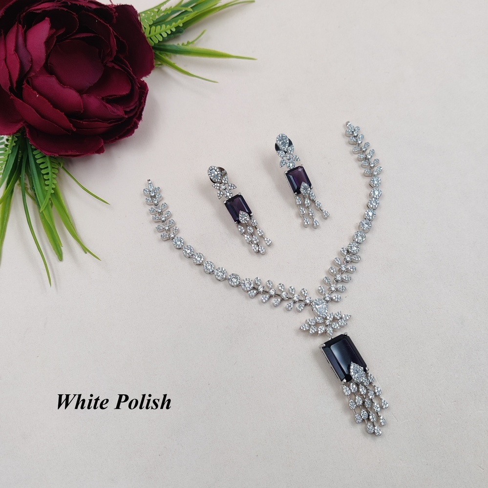 Party Wear AD Necklace With GlassStone