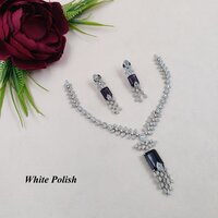 Party Wear AD Necklace With GlassStone