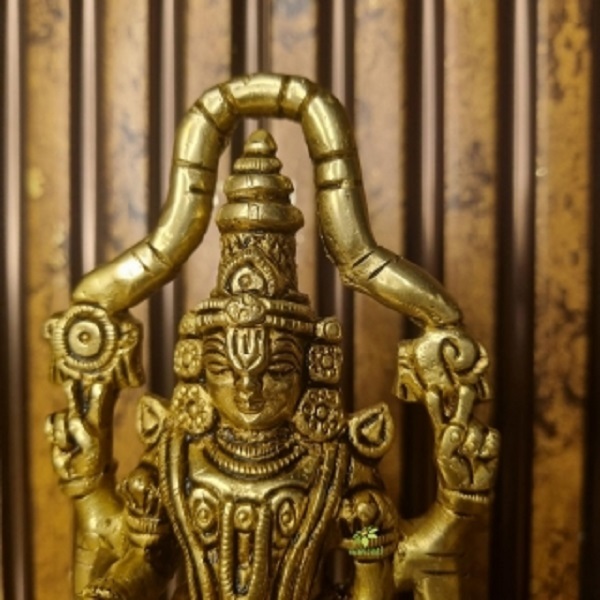 Lord Bala Ji Brass Religious Showpiece With Fine Carving| Tirupati Balaji| Home Da A A Accor| Temple Da A A Accor - Color: Yellow