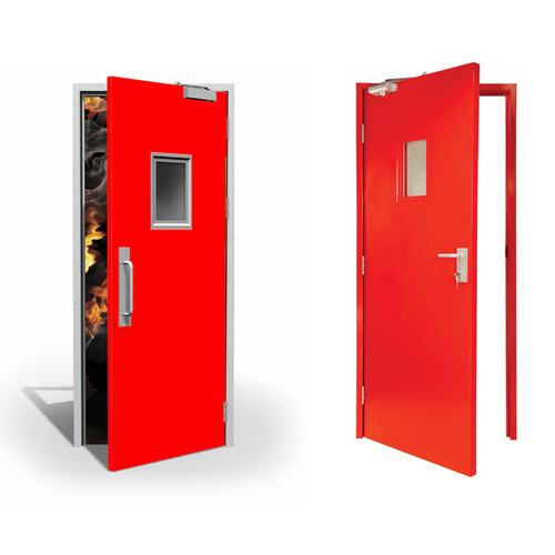 Fire Rated Steel Door - Color: Red