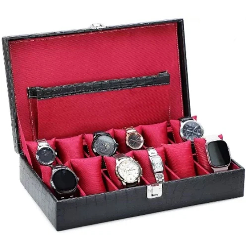 Maroon Pocket 12 sllot Watch Box