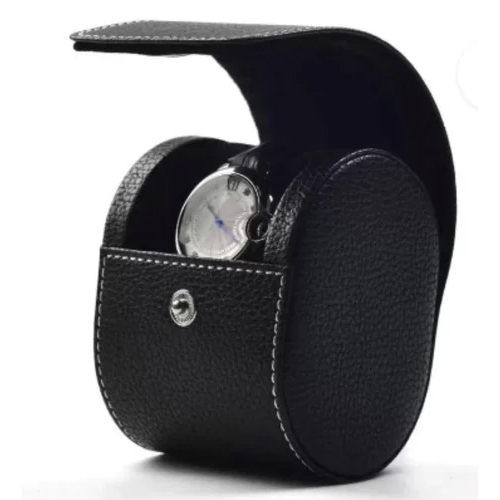 Single Slot Leatherette Watch Case - Color: Black