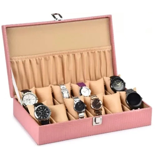 Pink Color Croco Design Watch Box