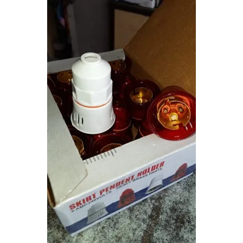 Skirt Pendant Bulb Holder - High-Quality Plastic, B22 Pole Type, 6 Ampere Rated Current, 240 Volt Voltage Capacity | Classic White and Red Design