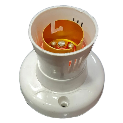 Jumbo Bulb Holder - White Plastic, B22 Pole Type, Rated Current 6 Ampere | Easy Installation for Residential & Commercial Use