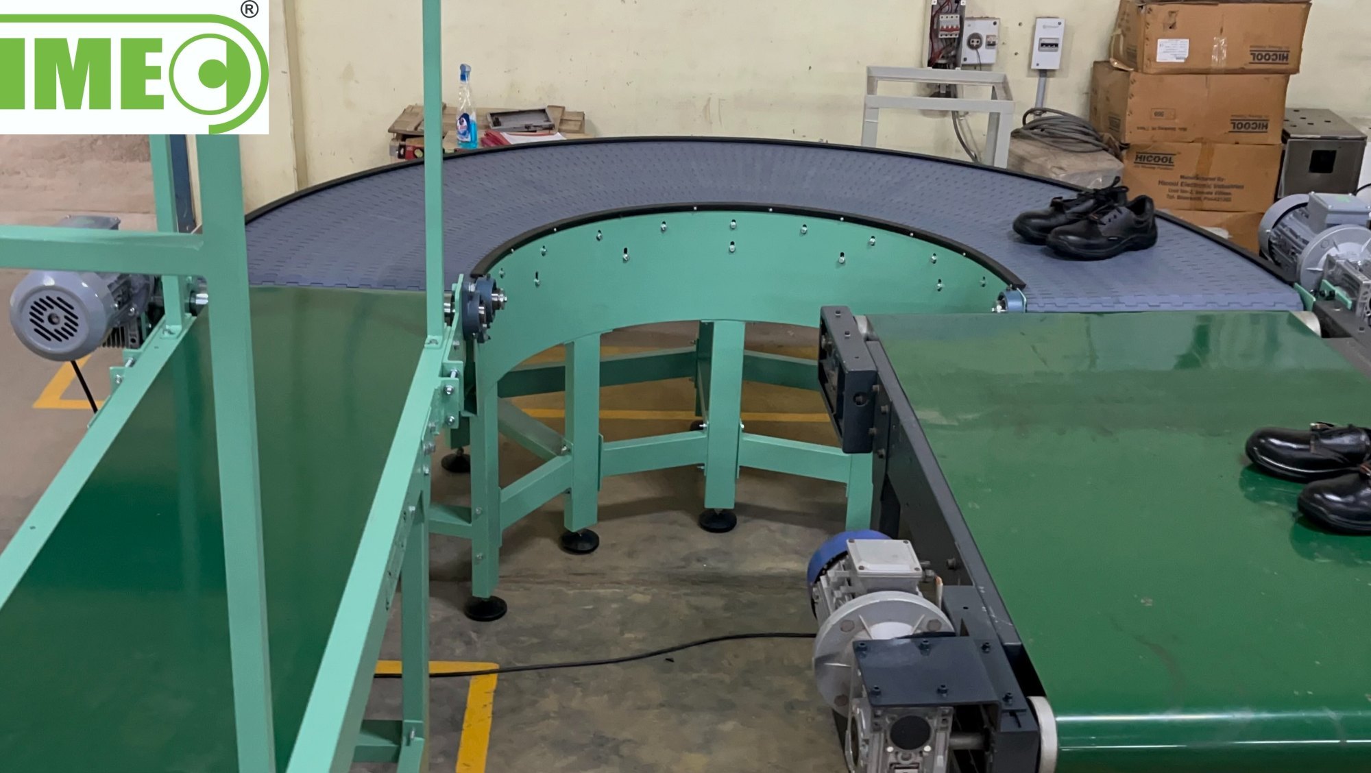 Curve 180 Degree Power Turn Modulr Belt Conveyor