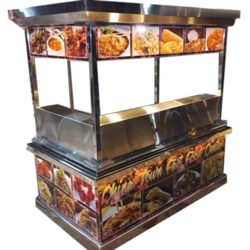 Stainless Steel Chinese Display Counter - Color: Silver