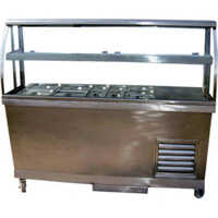 Pav Bhaji Counter - Glass & Stainless Steel, 4 Feet Height, Polished Finish, Portable Design With 1 Burner & 1 Shelf