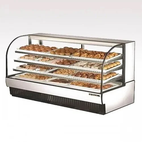 Sweet Display Case - High-quality Glass & Stainless Steel, Polished Surface Finish, Elegant White Design