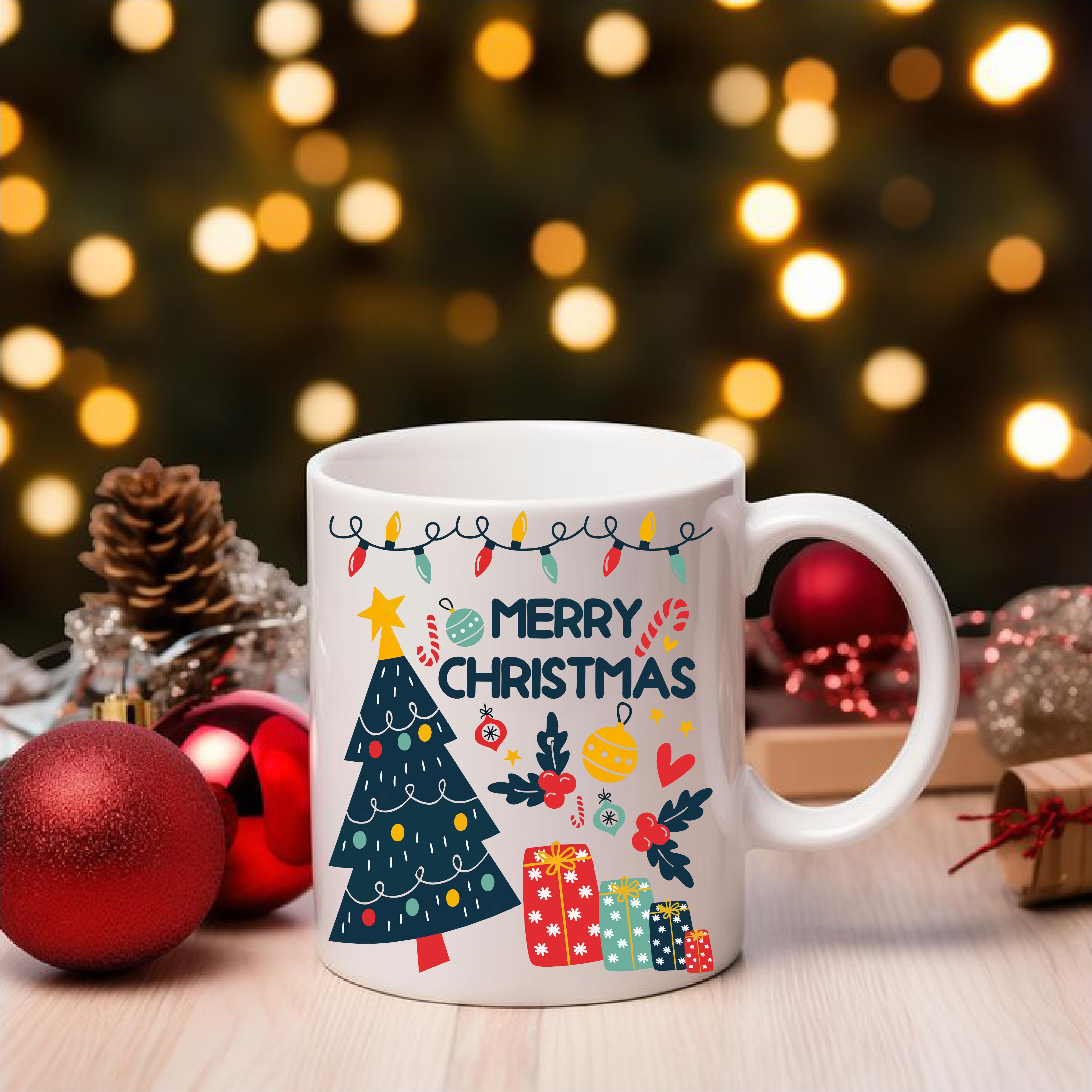 Print Ginnie Merry Christmas Happy New Year Gift For Friends/Family/Love Ceramic Coffee Mug  (350 ml)