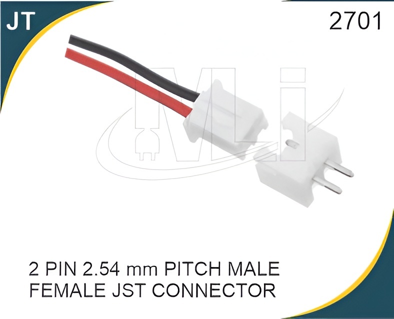 2 PIN 2.54 MM PITCH MALE FEMALE JST CONNECTOR