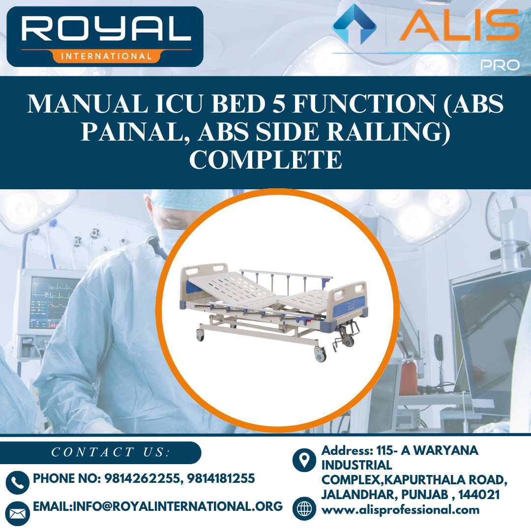 MANUAL ICU BED 5 FUNCTION (ABS PAINAL, ABS SIDE RAILING) COMPLETE