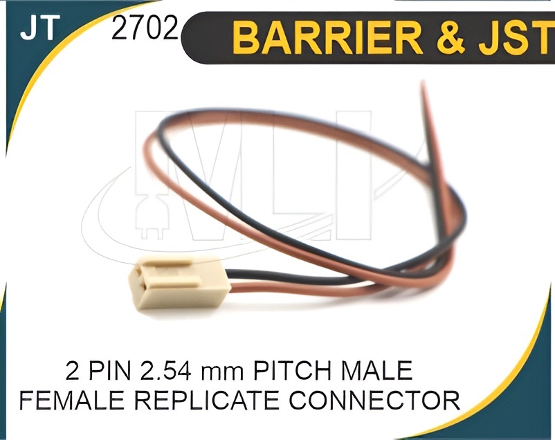 2PIN 2.54 MM PITCH FEMALE JST CONNECTOR - Plastic Body, Compact Size , Reliable Locking Mechanism for Secure Battery and LED Connections