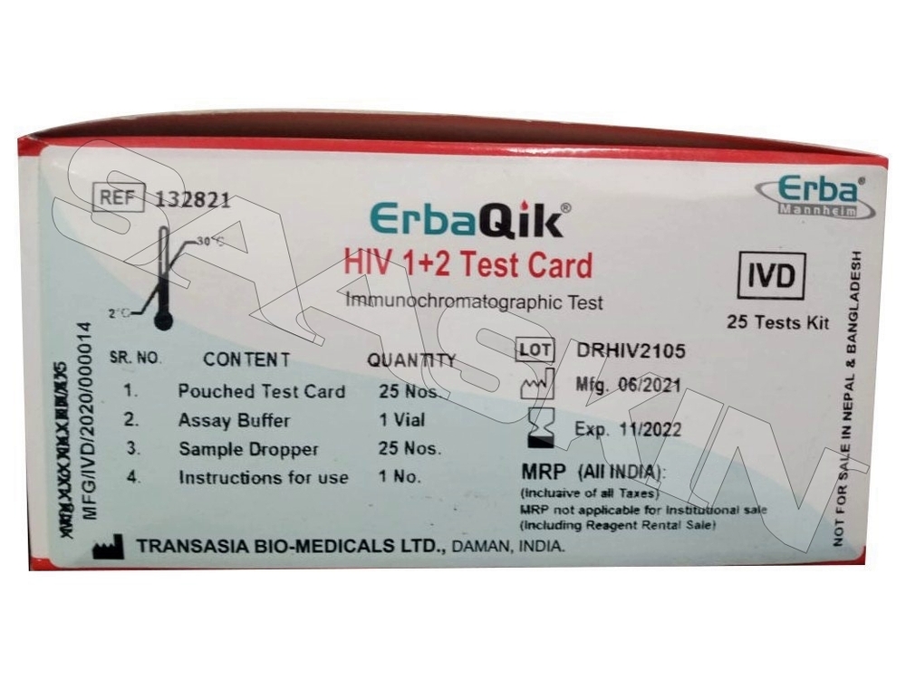 Erba Mannheim ErbaQik HIV 1+2 Test Card