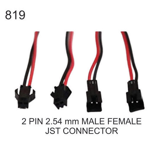 2 pin 2.54 mm male female jst connector