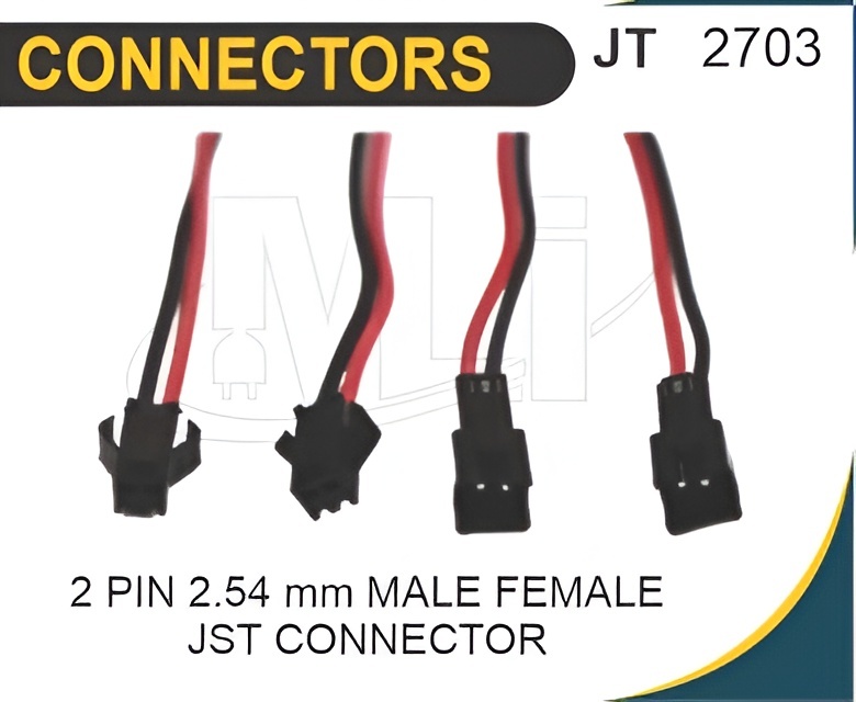 2 pin 2.54 mm male female jst connector