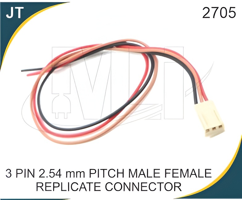 3 PIN 2.54 MM PITCH FEMALE RELIMATE CONNECTOR - 4 Pin Plastic Header, 30 cm Length | Polarized Design for Secure Connections