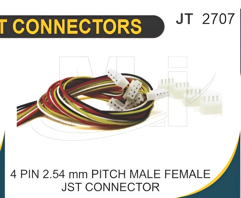 4 PIN 2.5 MM PITCH MALE/FEMALE JST CONNECTOR - Plastic, Compact and Space-Saving Design, Reliable Locking Mechanisms for Secure Connections