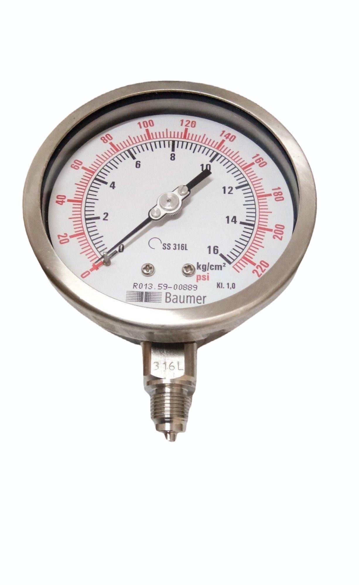 Baumer Pressure Gauge - Corrosion-resistant Metal, Multiple Sizes, High-accuracy Sensor | Durable For Industrial, Automotive, Hvac Applications