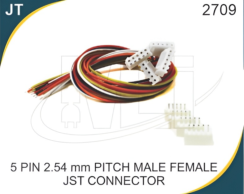 5 PIN 2.54 MM PITCH MALE FEMALE JST CONNECTOR